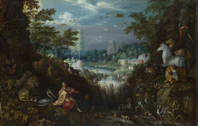 Painting of Orpheus by Roehandt Savoy, made in 1628